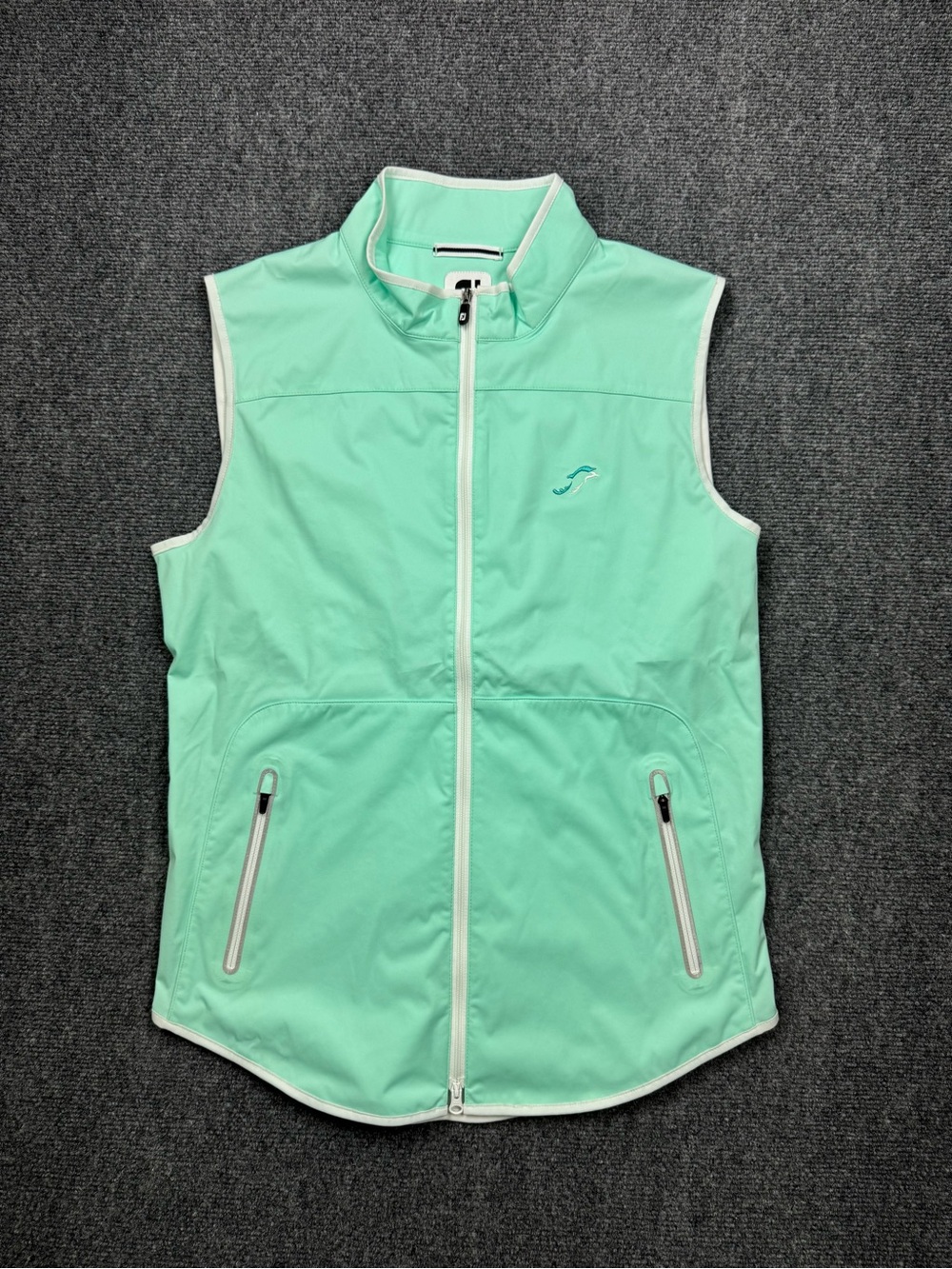 FootJoy Golf Vest Mint Green Size Medium Full Zip Pockets Sleeveless Soft Shell